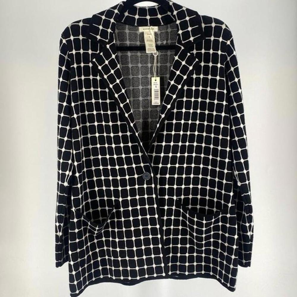 Stylish Black And White Checked Blazer - Size S